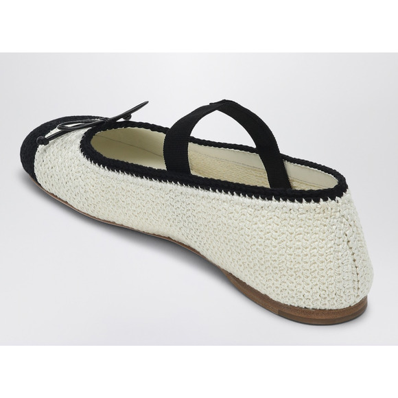 Miu Miu Crochet Knit Black White Bicolor Logo Strap Ballet Ballerina Flats 41.5 - Picture 15 of 16